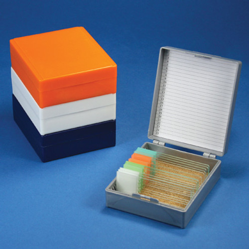[GEN-GS-513075*] abs plastic microscope slide storage box with cork liner holds 